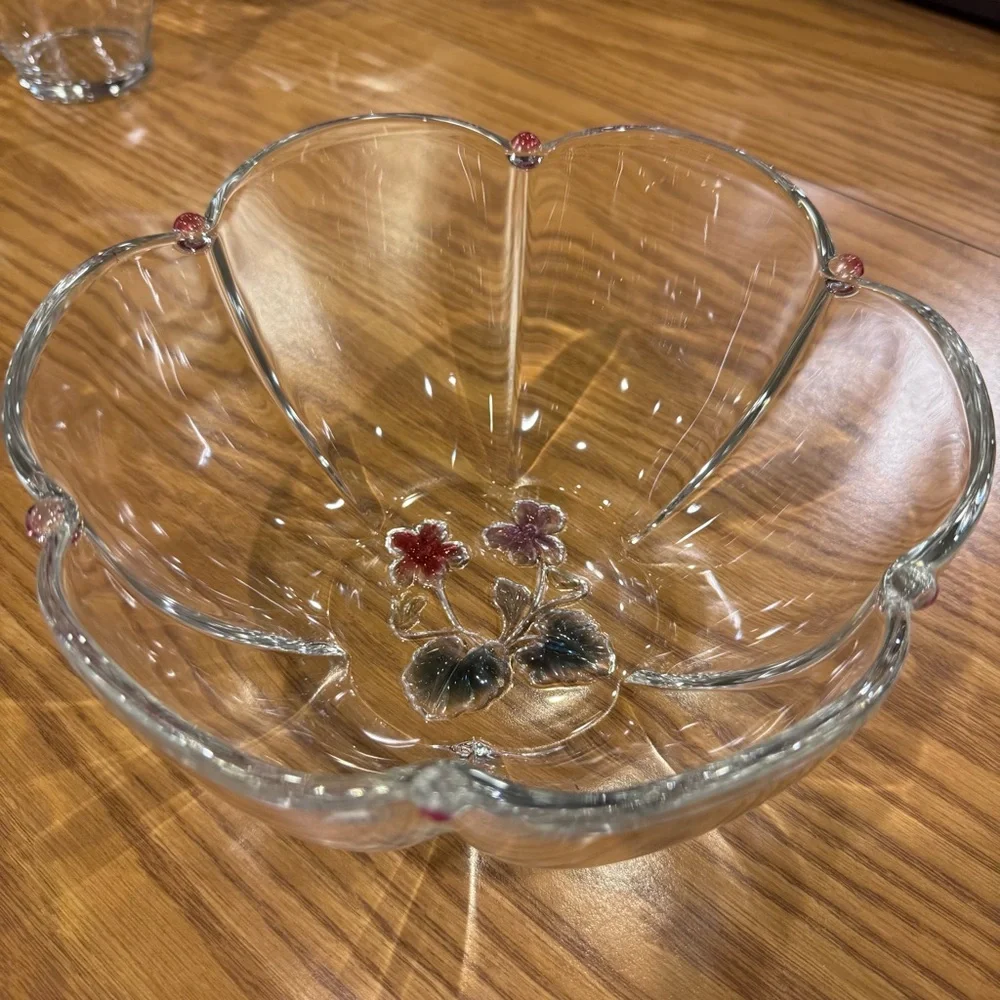 Vintage Mikasa Violets Crystal Dessert Bowl MIC113 vintage pattern